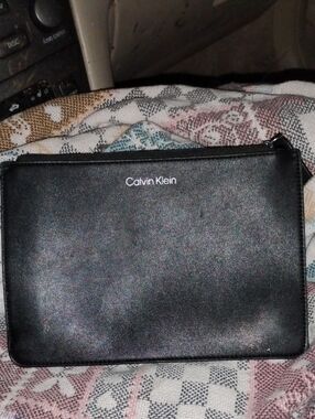 Calvin Klein Black Toiletry Pouch with Silver Logo